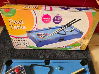 Portable Mini Pool Table Set - Blue (Like New)
