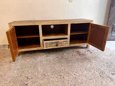 Solid Wood TV Cabinet / Entertainment Unit with Storage and Drawer