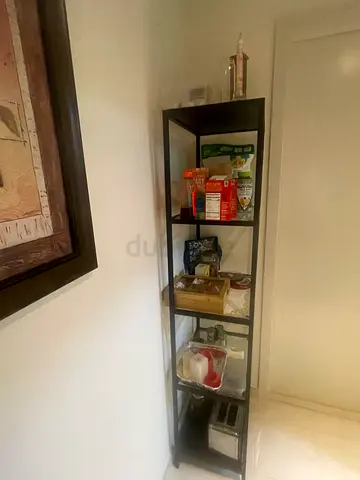 Tall Narrow Black Metal  Wood Shelf Unit - 5-Tier Storage Rack