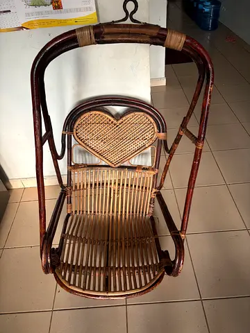 Vintage Rattan Hanging Swing Chair / Indoor Porch Seat