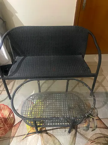 Garden bench with table