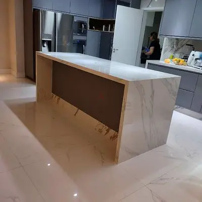 Contemporary Kitchen Island with Storage Cabinet and Wooden Countertop