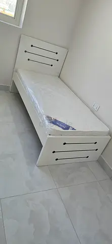Brand New Single white wooden bed frame with mattress