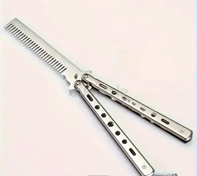 Butterfly Comb (Balisong Style) - Stainless Steel Thinning Comb