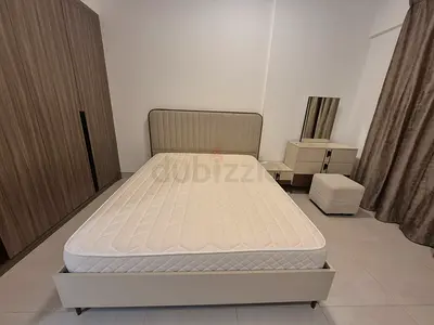 Queen bed frame with mattress, headboard and 2 bedside tables set,dresser with mirror and stool