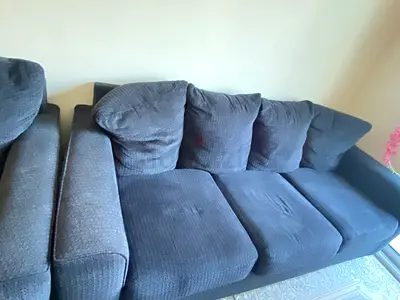 5-seater dark black fabric sofa — excellent condition