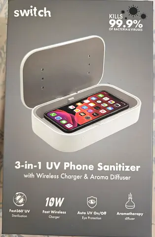 3-in-1 UV Phone Sanitizer with Wireless Charger  Aroma Diffuser (10W)