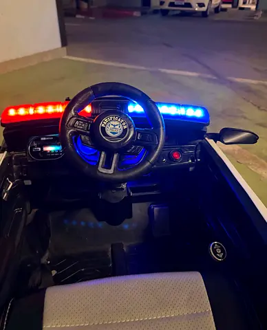 Kids Electric Ride-On Police Car with Lights and Steering Wheel