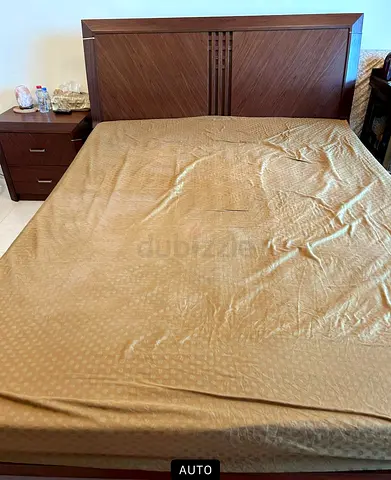 Queen Wooden Bed Frame with Headboard and Matching Nightstand