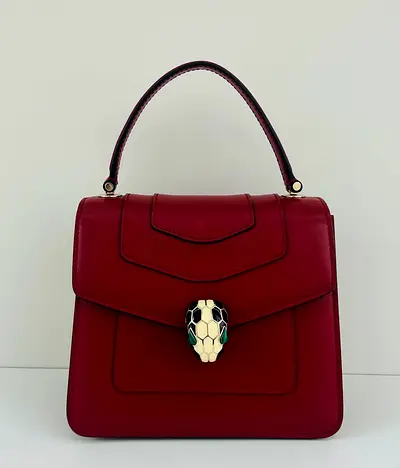 Bvlgari serpenti Red Top-Handle Leather Handbag