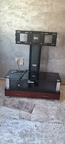 TV Stand with Mount and Storage Drawers - Dark Wood  Glass