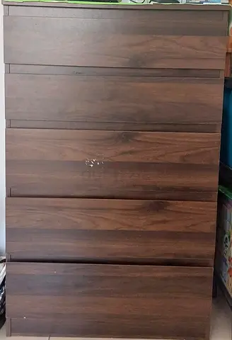 6-Drawer Wooden Chest / Dresser - Dark Walnut, Used
