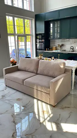 Beige 3-Seater Sofa — Comfortable Modern Couch in Excellent Condition