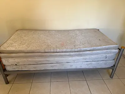 Single bed frame with twin mattress set - used