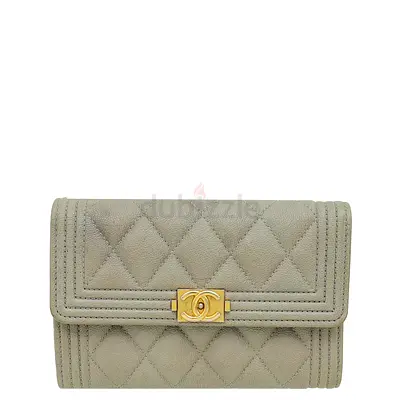 Authentic Chanel Gray Boy Medium Wallet