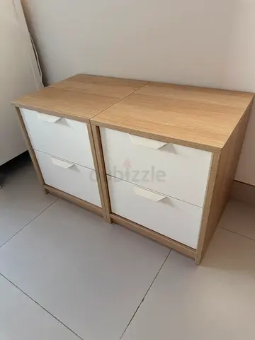 IKEA Two-Drawer Bedside/Storage Unit - Oak Effect with White Drawers