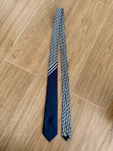 Dior oblique silk tie navy grey and white brand new