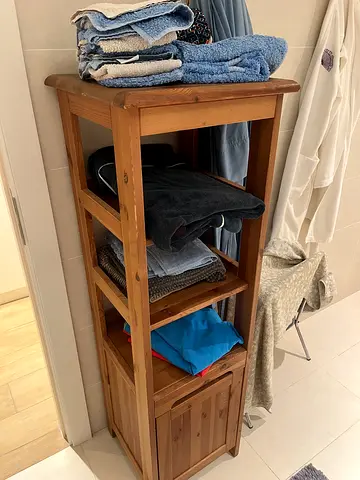 Solid Pine Bathroom Shelf Unit with Cabinet - Great Condition