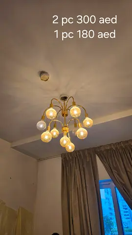 2 pc Gold multi-bulb ceiling chandelier - good working condition