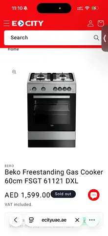 Beko Freestanding Gas Cooker 60cm FSGT 61121 DXL - Stainless Steel