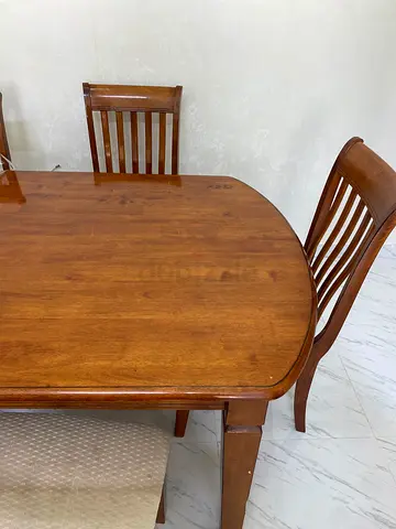 Wooden 6-Seater Dining Table with Chairs - Solid Finish