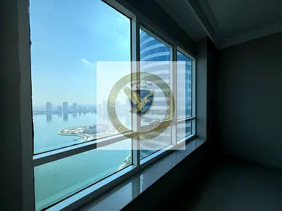 Stunning sea view for a spacious 3-bedroom apartment with living room, located in one of the best towers in Sharjah. Free central AC, gym, and swimmin