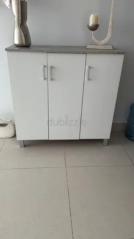 Compact white 3-door storage cabinet — good condition