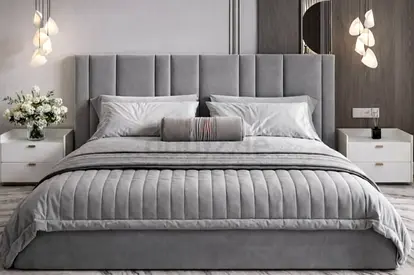 Brend New fabric wooden King size 180x200 Bed with Madical Matress Available