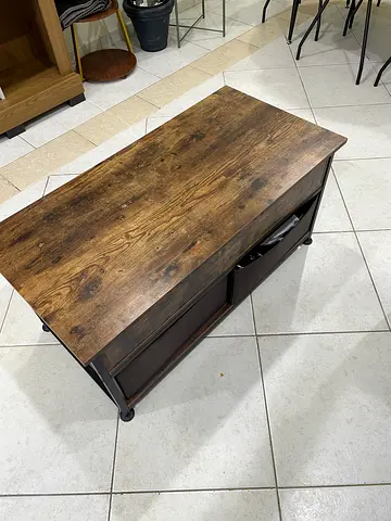 Industrial Style Wooden Coffee Table with Metal Frame