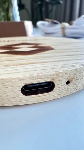 Wooden wireless charging pad with USB-C — light use