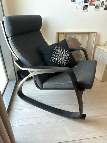 Black rocking Lounge Chair with Wooden Frame