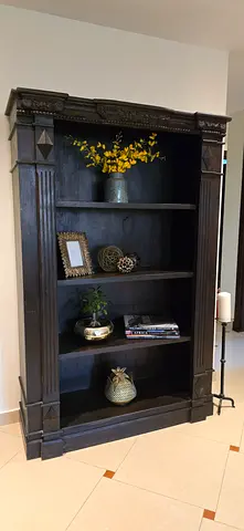 Solid wood carved bookcase