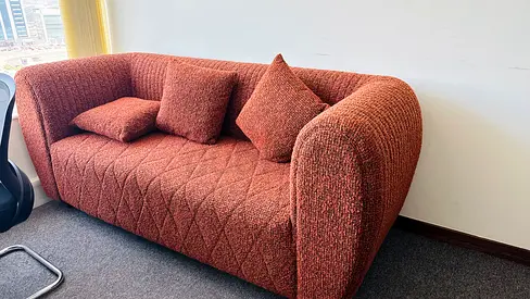 3-Seater  2-Seated  Rust Brown Upholstered Sofa — Good Condition
