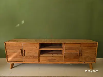 Wood TV Cabinet / Entertainment Unit - Rustic Finish
