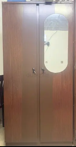 Wooden 2-Door Wardrobe with Mirror - Good Condition