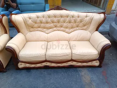 Three-seater beige leather sofa 3+2+1+1