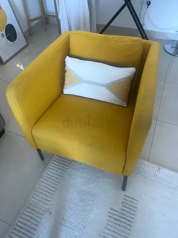 Mustard Yellow Accent Armchair with Cushion - Good Condition