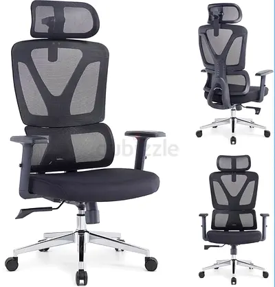 Ergonomic High-Back Mesh Office Chair with Headrest - Black