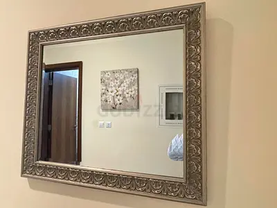 Large Ornate Wall Mirror with Silver Frame