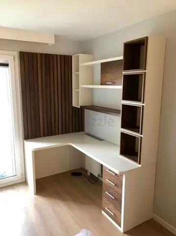L-shaped study table with Shelves and Drawers