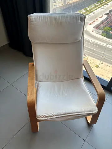 IKEA Poäng-style Lounge Armchair with White Cushion and Bentwood Frame