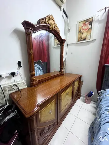 Wooden Dressing Table with Large Ornate Mirror - Price Negotiable