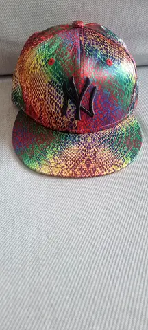 Colorful Snake-Print NY Baseball Cap - Flat Brim