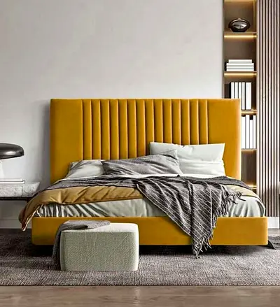 Modern Bedframe in stylish design fully customisable king size in soft Fabric storage can be install