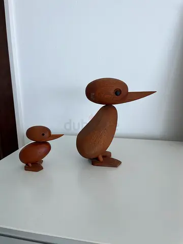 Pair of Vintage Mid-Century Teak Wooden Duck Figurines
