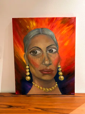 Original Hand-Painted Portrait on Canvas (Framed Ready)