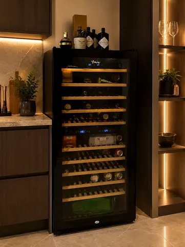 Free delivery Terim freestanding wine cooler / beverage fridge - black, dual zone
