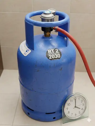 Blue LPG Gas Cylinder with Regulator  - Good Condition - With hose and gas regulator