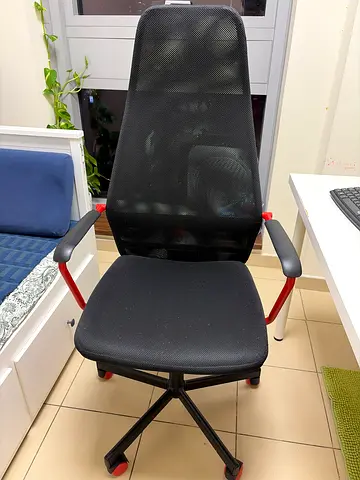 Black Mesh Office Chair with Armrests and Swivel Base - (IKEA Gaming Chair)