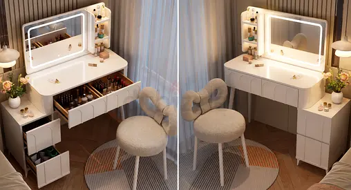 Make-up table with LED lights